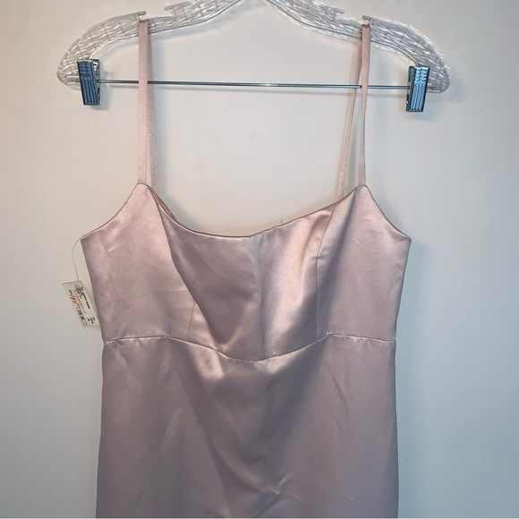 Vivian Dessy Diamond Pink Maxi Dress Spaghetti Strap 10 - Picture 6 of 10